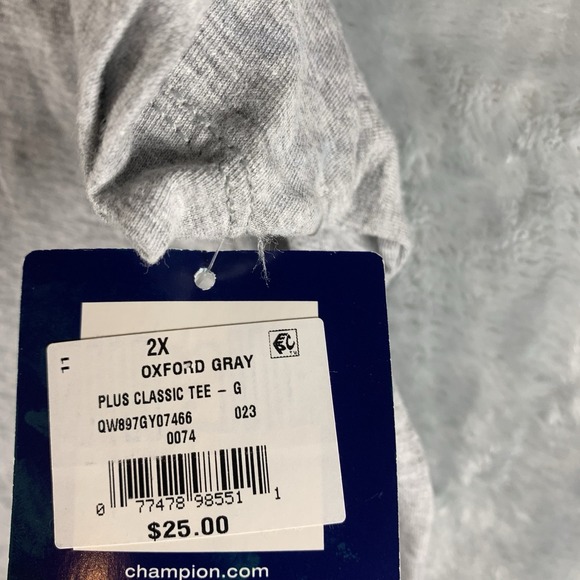 Champion Women's T Shirt 2X Classic Tee Top Short Sleeve Gray Crew‎ Neck NWT - Picture 4 of 9